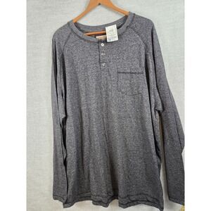 Hudson & Barrow NYC Mens 2XL Long Sleeve Henley Shirt Heather Gray Pocket NEW